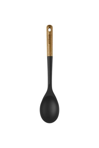 405031070 Silikon Akasya Saplı Siyah 30 Cm Servis Kaşığı