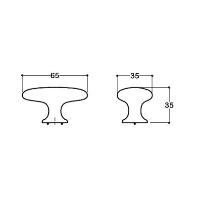 4322 Tek Delikli Düğme Kulp Mat Altın Renk Çap 65 X 35 mm