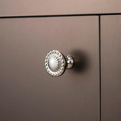 4456 Tek Delikli Düğme Kulp Parlak Nikel Renk Çap 35 mm