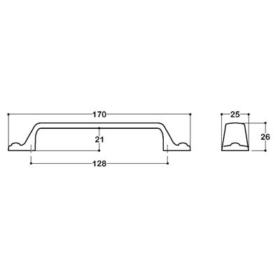 4582 Klasik Kulp Siyah Renk 128 Mm