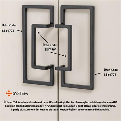 4703 Alt Taban Kulp Yarım Tek Adet - Siyah Renk