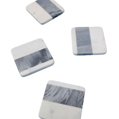 4Lü Set Beyaz & Gri Mermer Badak Altlığı 10 X 10 Cm