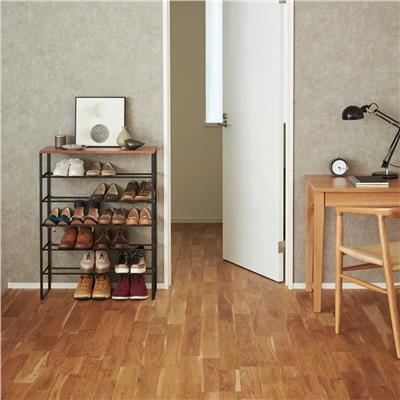 6 Katlı Ahşap Üstlü Çelik Ayakkabılık Siyah 87 cm