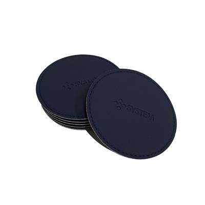 8li Kutulu Deri Bardak Altlığı Seti - Siyah