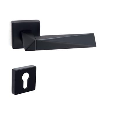 Agate Rozetli Kapı Kolu Takımı Siyah Renk