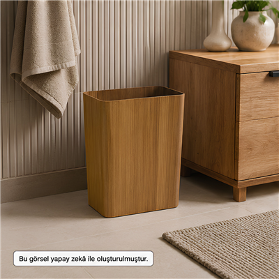 Ahşap Dikdörtgen Banyo ve Çalışma Odası Çöp Kovası Ø25 x 30 cm
