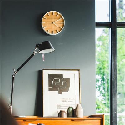 Ahşap/Beyaz Duvar Saati Çap: 26,5 cm