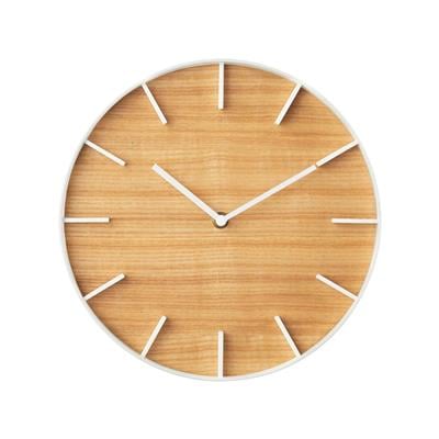 Ahşap/Beyaz Duvar Saati Çap: 26,5 cm