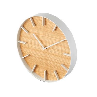 Ahşap/Beyaz Duvar Saati Çap: 26,5 cm