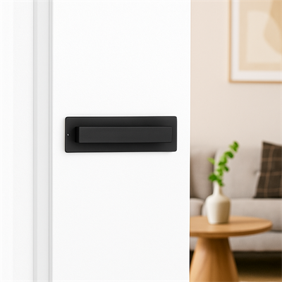 Akalı Otel Tipi Kendinden Kilitli Aynalı Kapı Kolu Siyah Renk