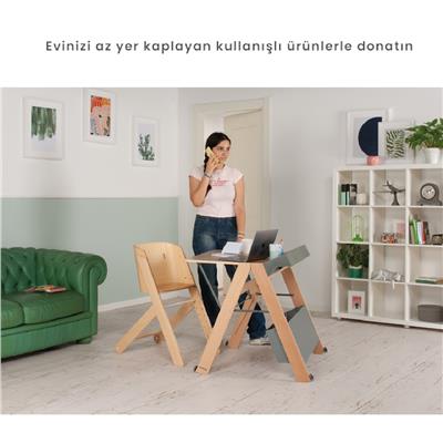 Allieva Ahşap Katlanır Masa Nuturel Gri Renk