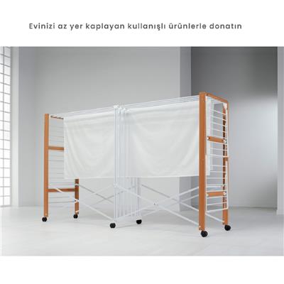 Allungo Katlanır Ahşap Çamaşır Kurutmalık Naturel/Beyaz Renk