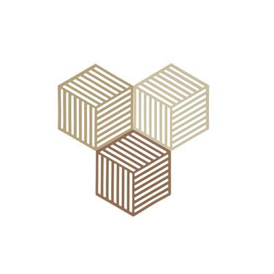 Altıgen Tencere Altlığı 3Lü Haki/Sıcak Kum/Badem 16x14x0.9 cm