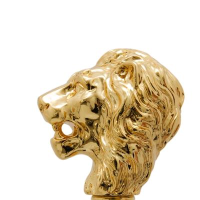 Altın Aslan Figürlü Siyah Baston 92 Cm