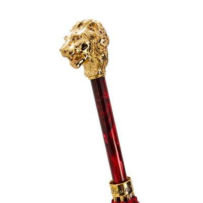 Altın Aslan Figürlü Kırmızı Unisex Otomatik Şemsiye 95 cm