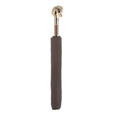 Altın At Figürlü Kahverengi Katlanır/Otomatik Şemsiye 95 cm