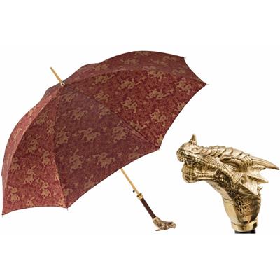Altın Ejderha Figürlü Bordo Unisex Otomatik Şemsiye 95 cm