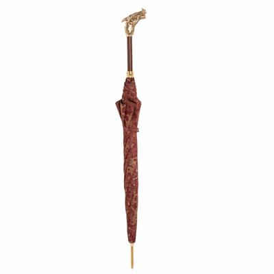 Altın Ejderha Figürlü Bordo Unisex Otomatik Şemsiye 95 cm