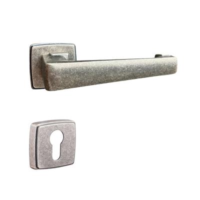 Apollo Rozetli Kapı Kolu Takımı Antik Gümüş Renk