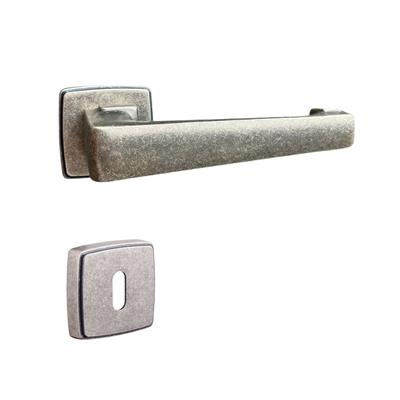 Apollo Rozetli Kapı Kolu Takımı Antik Gümüş Renk