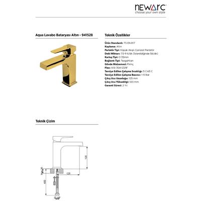 Aqua Lavabo Bataryası - Altın 