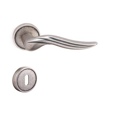 Arel Rozetli Kapı Kolu Takımı Antik Gümüş  Renk