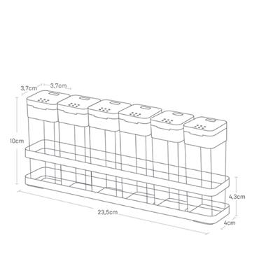 Yamazaki Beyaz/Şeffaf Baharat Şişesi X6 & Raf