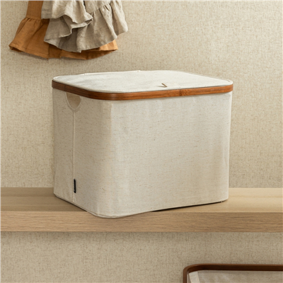 Bambu Saklama Sepeti Kapaklı 40x33x30 cm