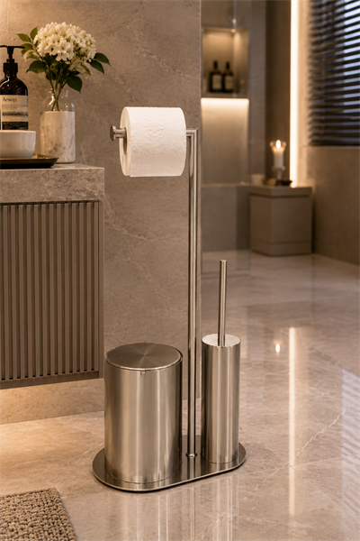 Banyo 3lü Hareketli Wc Set Nikel Saten Mat 71x33x21 cm