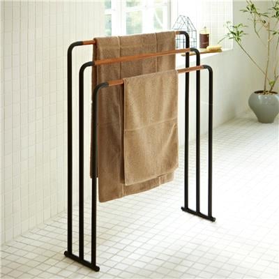 Banyo Havlu Askısı Siyah/Ahşap Uzunluk 70x19x83 cm