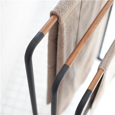 Banyo Havlu Askısı Siyah/Ahşap Uzunluk 70x19x83 cm