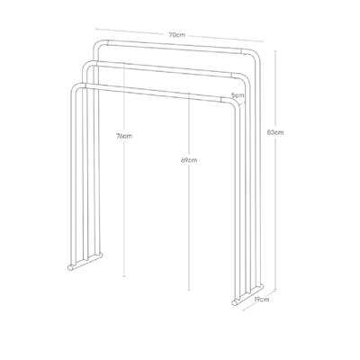 Banyo Havlu Askısı Siyah/Ahşap Uzunluk 70x19x83 cm