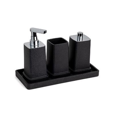 Reçine Tezgah Üstü Dikdörtgen Banyo Tepsi Siyah 22x140x302 mm