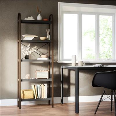 Bellwood 5 Katlı Raf Elbise Askılığı Siyah/Ceviz Renk 170x61 cm