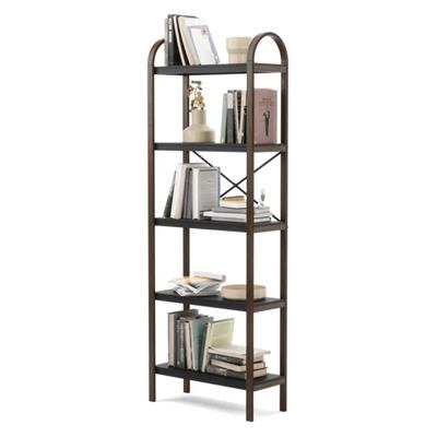 Bellwood 5 Katlı Raf Elbise Askılığı Siyah/Ceviz Renk 170x61 cm
