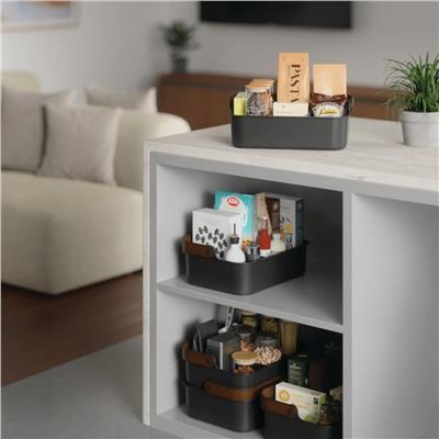 Bellwood Büyük Boy İstiflenebilir Kutular Siyah/Ceviz Renk