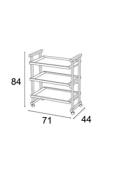 Beyaz Kaplama Ahşap 3 Raflı Servis Arabası