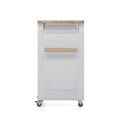 Bistrot Yeni Ahşap Mutfak Arabası  Beyaz/Doğal Renk