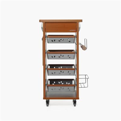 Bistrot Yeni Ahşap Mutfak Arabası Ceviz Renk