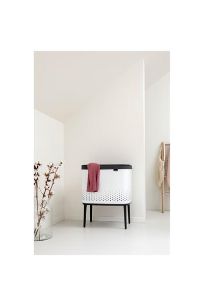 Bo Beyaz Plastik Kapaklı Çamaşır Sepeti 60L