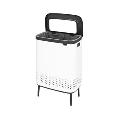 Bo Beyaz Plastik Kapaklı Çamaşır Sepeti 2X45L