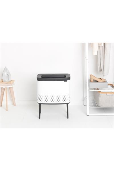 Bo Beyaz Plastik Kapaklı Çamaşır Sepeti 60L