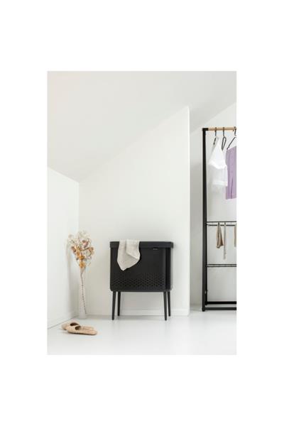 Bo Matt Black Plastik Kapaklı Çamaşır Sepeti 60L