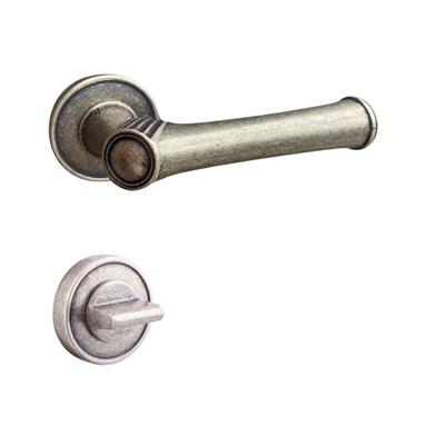 Bolıvıa Rozetli Kapı Kolu Takımı Antik Gümüş Renk