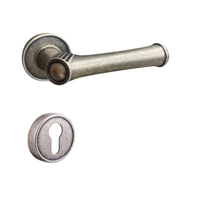 Bolıvıa Rozetli Kapı Kolu Takımı Antik Gümüş Renk