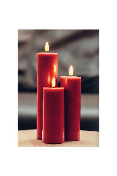 Bordo Rengi Led Dış Mekan Mum 10X10 Cm - De Rf-Ul-0042