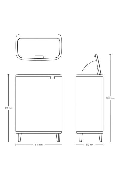 Brabantia Çöp Kutusu Bo Touch Bin Kapak 30+30 Lt Beton Gri 130663