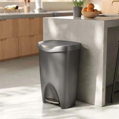 Brım Step Çöp Kovası Gri/Nikel Mat Kenarlı 50 Lt