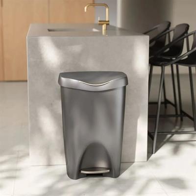 Brım Step Çöp Kovası Gri/Nikel Mat Kenarlı 50 Lt