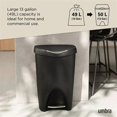 Brım Step Çöp Kovası Siyah/Nikel Mat Kenarlı 50 Lt